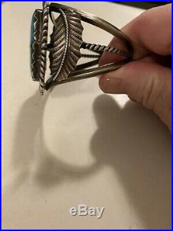 Vintage turquoise cuff bracelet claw NM Sterling Silver