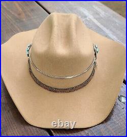 Vinyage Navajo Sterling Silver Sleeping Beauty Turquoise Hat band