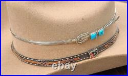 Vinyage Navajo Sterling Silver Sleeping Beauty Turquoise Hat band