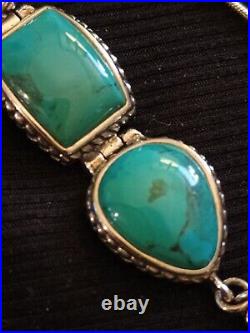 Vtg Barse Sterling Silver Turquoise Bracelet, Necklace & Earring Set Beautiful