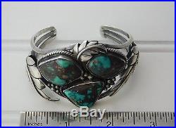 Vtg INDIAN Old PAWN NAVAJO STERLING Silver BISBEE TURQUOISE CUFF Bracelet