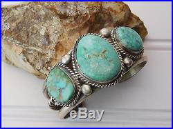 Vtg INDIAN Old PAWN NAVAJO STERLING Silver CARICO LAKE TURQUOISE CUFF Bracelet