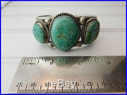 Vtg INDIAN Old PAWN NAVAJO STERLING Silver CARICO LAKE TURQUOISE CUFF Bracelet
