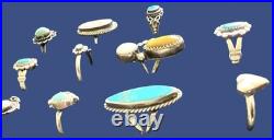 Vtg Lot 12 Native American Sterling Silver Sz 4-5 Rings Turquoise Mop All Nice