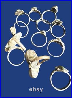 Vtg Lot 12 Native American Sterling Silver Sz 4-5 Rings Turquoise Mop All Nice