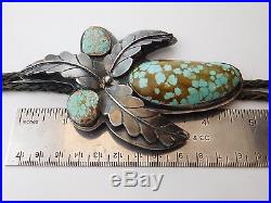 Vtg Massive OLD PAWN 120g NAVAJO Sterling Silver HIGH QUALITY TURQUOISE Bolo Tie