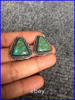 Vtg Native American Navajo sterling silver Turquoise pierce Earrings