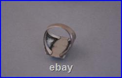 Vtg Navajo Sterling Silver Ring Square Turquoise Stone Handstamped Sz 8