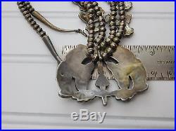 Vtg OLD PAWN 50s ZUNI Inlay HUMMINGBIRD Sterling Silver SQUASH BLOSSOM Necklace