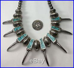 Vtg RARE HEAVY Sterling Silver OLD PAWN NAVAJO Bear Claw TURQUOISE Necklace 147g