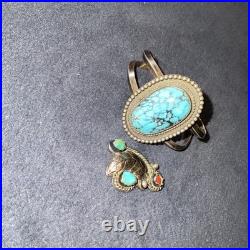 Vtg Turquoise Sterling Silver Native American Jewelry Lot Cuff Bracelet +