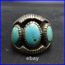 WONDERFUL Old Vintage 1960s TURQUOISE Sterling Silver CIGAR BAND RING size 10.5 WONDERFUL Old Vintage 1960s TURQUOISE Sterling Silver CIGAR BAND RING size 10.5