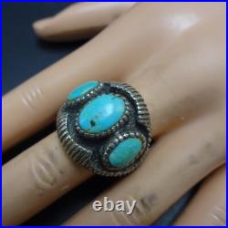 WONDERFUL Old Vintage 1960s TURQUOISE Sterling Silver CIGAR BAND RING size 10.5 WONDERFUL Old Vintage 1960s TURQUOISE Sterling Silver CIGAR BAND RING size 10.5