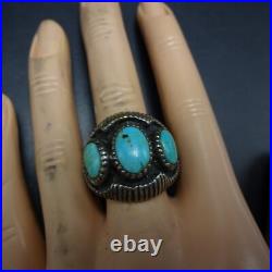 WONDERFUL Old Vintage 1960s TURQUOISE Sterling Silver CIGAR BAND RING size 10.5 WONDERFUL Old Vintage 1960s TURQUOISE Sterling Silver CIGAR BAND RING size 10.5
