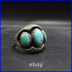 WONDERFUL Old Vintage 1960s TURQUOISE Sterling Silver CIGAR BAND RING size 10.5 WONDERFUL Old Vintage 1960s TURQUOISE Sterling Silver CIGAR BAND RING size 10.5