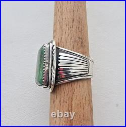 W. Denetdale Navajo Vintage 925 Sterling Silver Green Turquoise Ring Size 9.5 W. Denetdale Navajo Vintage 925 Sterling Silver Green Turquoise Ring Size 9.5