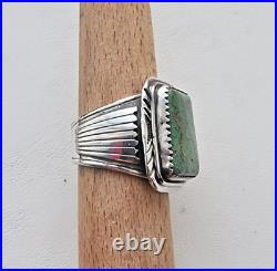 W. Denetdale Navajo Vintage 925 Sterling Silver Green Turquoise Ring Size 9.5 W. Denetdale Navajo Vintage 925 Sterling Silver Green Turquoise Ring Size 9.5