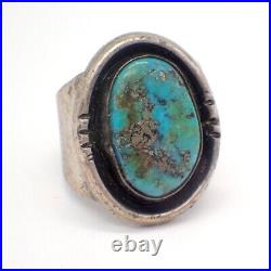 Western Style Oval Turquoise Ring Sterling Silver