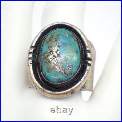 Western Style Oval Turquoise Ring Sterling Silver