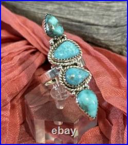White Water Turquoise Statement Ring, Southwestern, Punchy, Adjustable