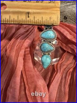 White Water Turquoise Statement Ring, Sterling 925 Adjustable Band, Southwestern White Water Turquoise Statement Ring, Sterling 925 Adjustable Band, Southwestern