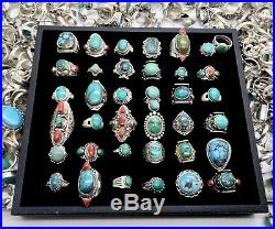 Wholesale Lot of 100 Grams Of Turquoise Sterling Silver 925 Rings Resale Bulk