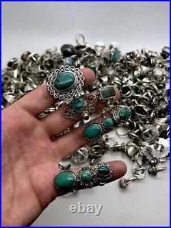 Wholesale Lot of 50 Grams Of Turquoise Sterling Silver 925 Rings Resale Bulk