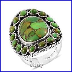 Women 925 Sterling Silver Green Turquoise Ring Jewelry Gift Size 6 Ct 10.7