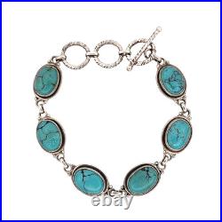 Women's Blue Turquoise Bracelet Sterling Silver Jewelry Adjustable Jewelry