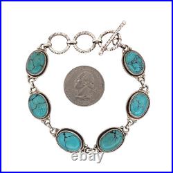 Women's Blue Turquoise Bracelet Sterling Silver Jewelry Adjustable Jewelry