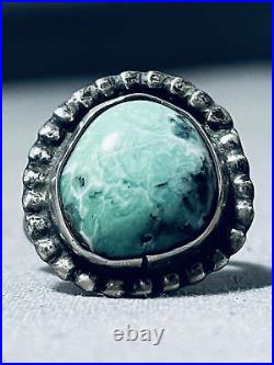 Wonderful Vintage Navajo Green Kingman Turquoise Sterling Silver Ring