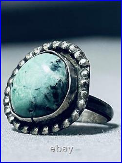Wonderful Vintage Navajo Green Kingman Turquoise Sterling Silver Ring
