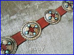 Wow Southwestern Native American Turquoise Sterling Silver Cut Out Concho Belt