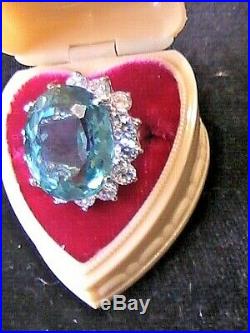 Wowee! Estate unheated Earth Mined Aquamarine 14.90CT. Ring Sapphire 925 14k S6