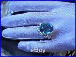 Wowee! Estate unheated Earth Mined Aquamarine 14.90CT. Ring Sapphire 925 14k S6