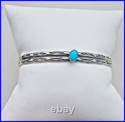 Yvonne Bebo Nvajo 925 Sterling Silver Turquoise Cuff Bracelet