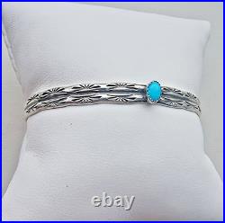 Yvonne Bebo Nvajo 925 Sterling Silver Turquoise Cuff Bracelet