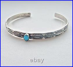 Yvonne Bebo Nvajo 925 Sterling Silver Turquoise Cuff Bracelet