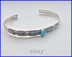 Yvonne Bebo Nvajo 925 Sterling Silver Turquoise Cuff Bracelet