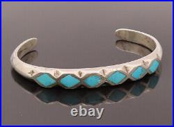ZUNI NAVAJO 925 Silver Vintage Minimalist Rhombus Turquoise Bracelet BT9914