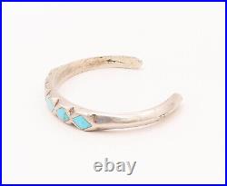 ZUNI NAVAJO 925 Silver Vintage Minimalist Rhombus Turquoise Bracelet BT9914
