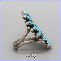 ZUNI-STERLING SILVER & TURQUOISE CLUSTER RING by GEORGE GASPER-SIZE 7