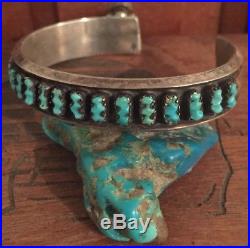 ZUNI Turquoise Petite Point Old Pawn Cuff Bracelet Sterling Silver