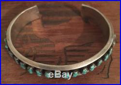 ZUNI Turquoise Petite Point Old Pawn Cuff Bracelet Sterling Silver