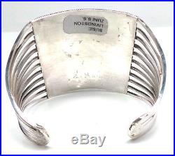 Zuni 10 Row Handmade Sterling Silver Turquoise Bracelet -S. Livingston