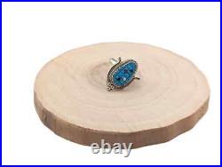 Zuni Corn Ring, Turquoise Sterling Silver Native Am Handmade Jewelry Sz 6.25US Zuni Corn Ring, Turquoise Sterling Silver Native Am Handmade Jewelry Sz 6.25US