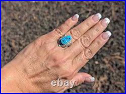 Zuni Corn Ring, Turquoise Sterling Silver Native Am Handmade Jewelry Sz 6.25US Zuni Corn Ring, Turquoise Sterling Silver Native Am Handmade Jewelry Sz 6.25US