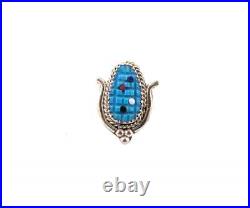 Zuni Corn Ring, Turquoise Sterling Silver Native Am Handmade Jewelry Sz 6.25US Zuni Corn Ring, Turquoise Sterling Silver Native Am Handmade Jewelry Sz 6.25US