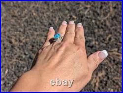 Zuni Corn Ring, Turquoise Sterling Silver Native Am Handmade Jewelry Sz 6.25US Zuni Corn Ring, Turquoise Sterling Silver Native Am Handmade Jewelry Sz 6.25US