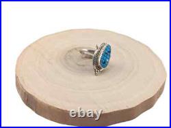 Zuni Corn Ring, Turquoise Sterling Silver Native Am Handmade Jewelry Sz 6.25US Zuni Corn Ring, Turquoise Sterling Silver Native Am Handmade Jewelry Sz 6.25US